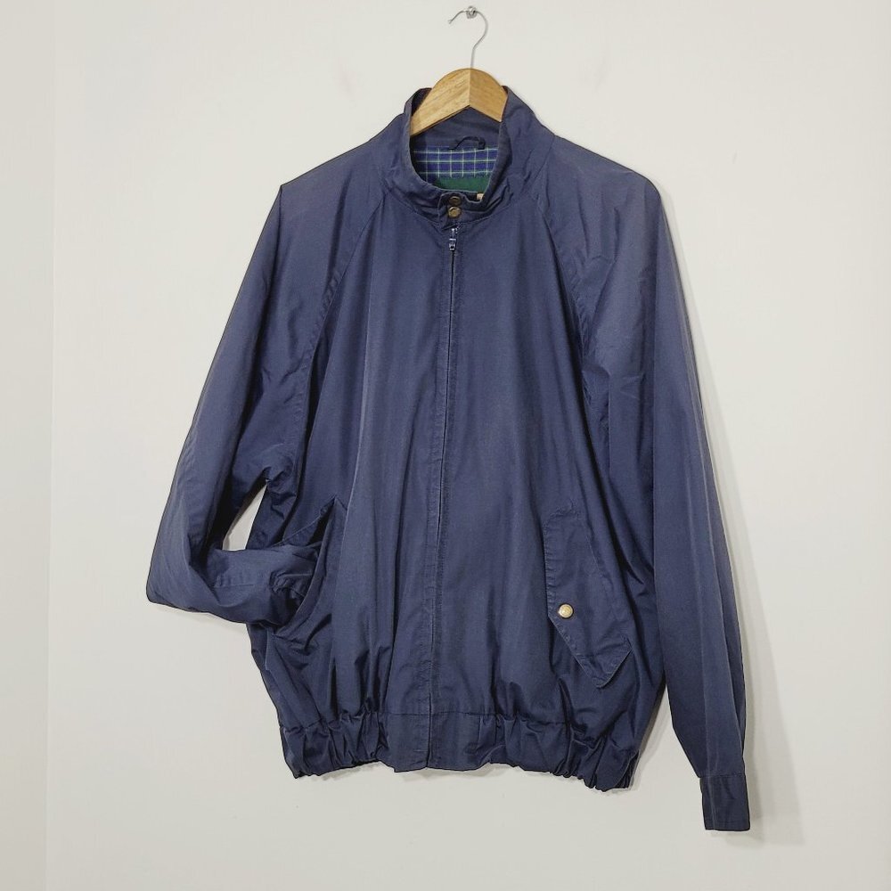 Vintage Grenadier Navy Blue Mens Windbreaker Jacket Coat Zip Front Lined Pockets
